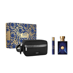Dylan Blue de Versace para hombre, 3.4 oz EDT, set de regalo de 3 piezas