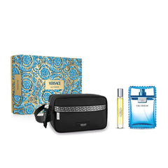 Versace Man Eau Fraiche de Versace para hombre, 3.4 oz EDT, set de regalo de 3 piezas