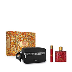 Eros Flame de Versace para hombre, 3.4 oz EDT, set de regalo de 3 piezas