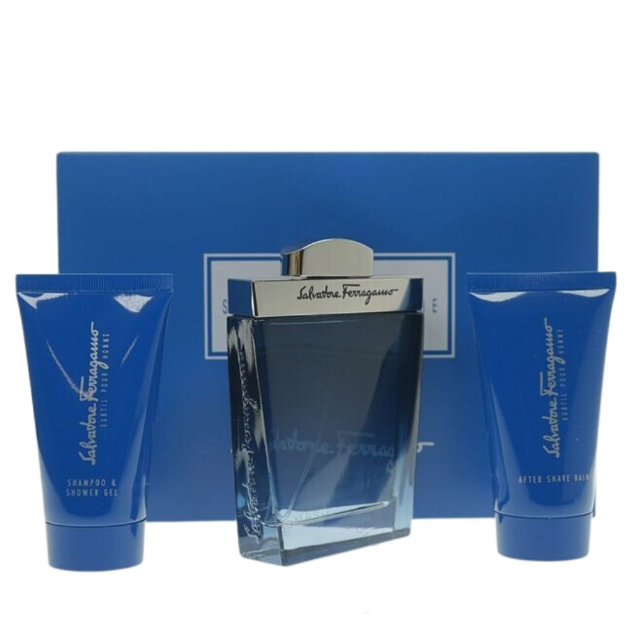Subtil by Salvatore Ferragamo for Men 3.4 oz EDT 3pc Gift Set - PLA