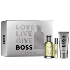 Boss Bottled de Hugo Boss para hombre, 3.4 oz EDT, set de regalo de 3 piezas