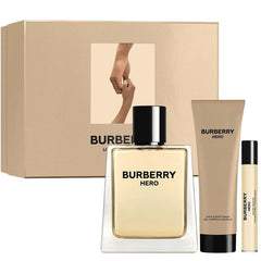 Burberry Hero de Burberry para hombre, 3.4 oz EDT, set de regalo de 3 piezas