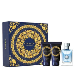 Versace Pour Homme de Versace para hombre, 1.7 oz EDT, set de regalo de 3 piezas