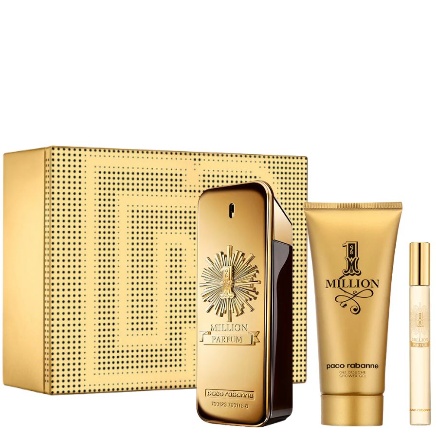 1 Million Parfum by Paco Rabanne for Men 3.4 oz PAR 3pc Gift Set - PLA