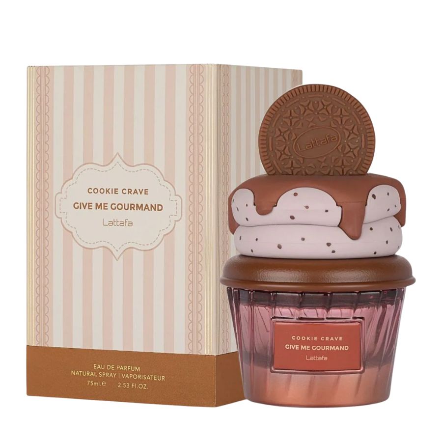 Cookie Crave by Lattafa unisex EDP, 2.5 oz cookie-cap bottle