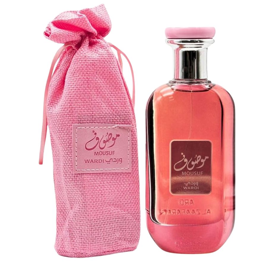 Mousuf Wardi by Ard Al Zaafaran women’s EDP, 3.4 oz, pink pouch
