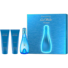 Cool Water de Davidoff para mujer, 3.4 oz EDT, set de regalo de 3 piezas
