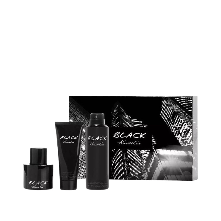 Kenneth Cole Black by Kenneth Cole for Men 3.4 oz EDT 3pc Gift Set (Spray + After Shave)