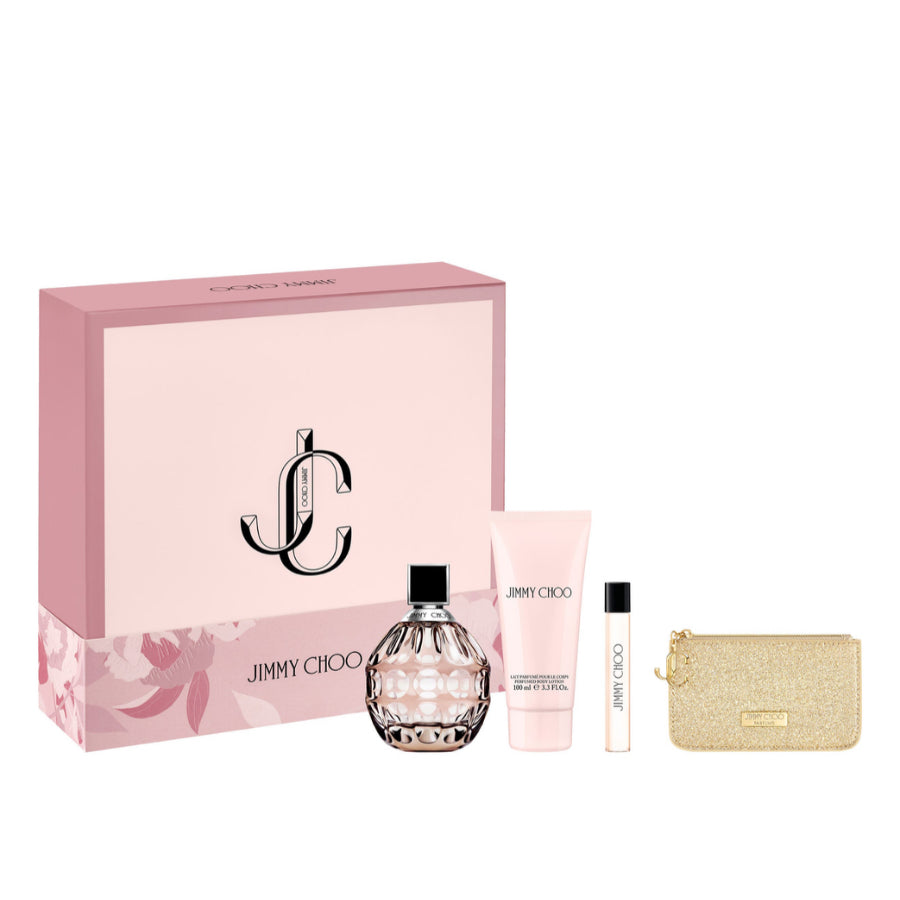 Jimmy Choo by Jimmy Choo for Women 3.4 oz EDP 4pc Gift Set (Body Lotion + Mini + Bag)