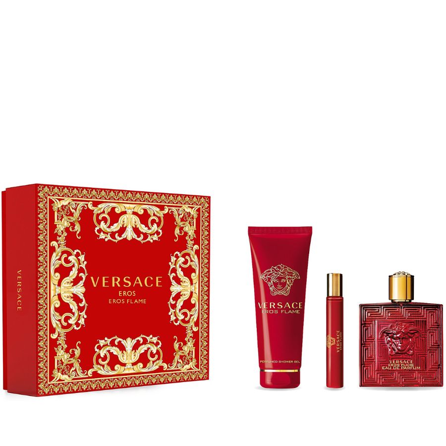 Versace Eros Flame men’s EDP 3-piece gift set red bottle