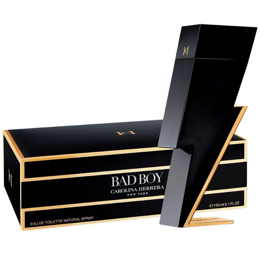 Colonia masculina Bad Boy de Carolina Herrera, botella con forma de rayo de 5.0 oz