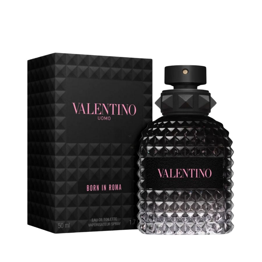 Valentino Uomo Born in Roma EDT para hombre, botella rockstud negra de 1,7 oz