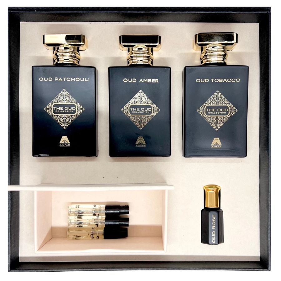 Anfar The Oud Collection unisex EDP gift set with 1.7 oz trio and minis