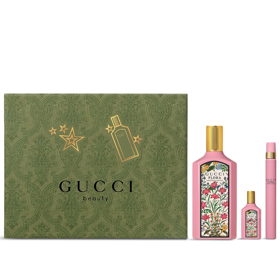 Flora Gorgeous G de Gucci para mujer, 3,4 oz EDP, juego de regalo de 3 piezas - PLA