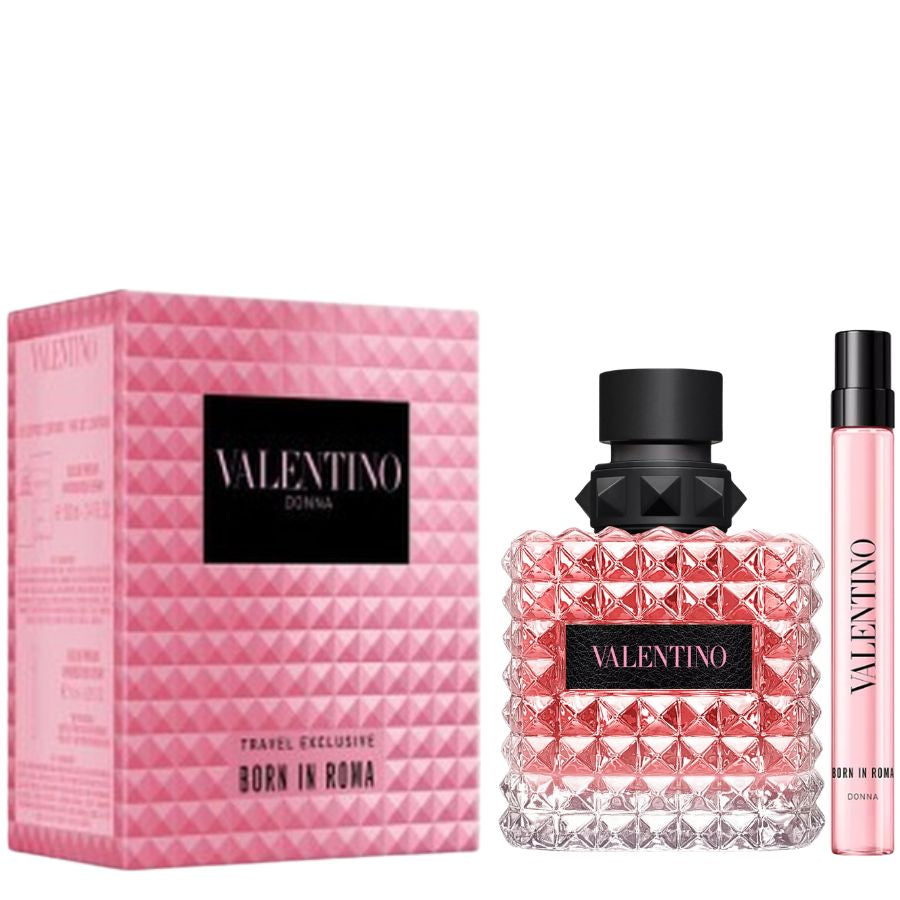 Set de regalo Donna Born In Roma de Valentino, 3,4 oz EDP con 10 ml mini