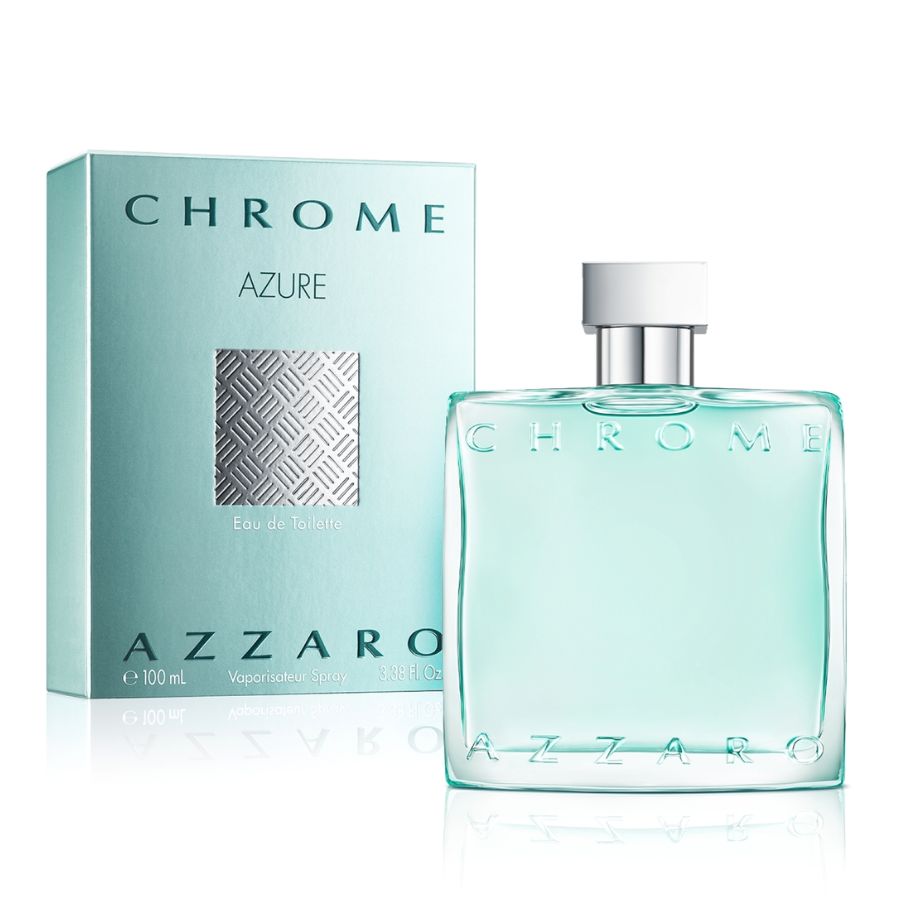 Chrome Azure de Azzaro EDT para hombre en spray, botella azul de 3,4 oz