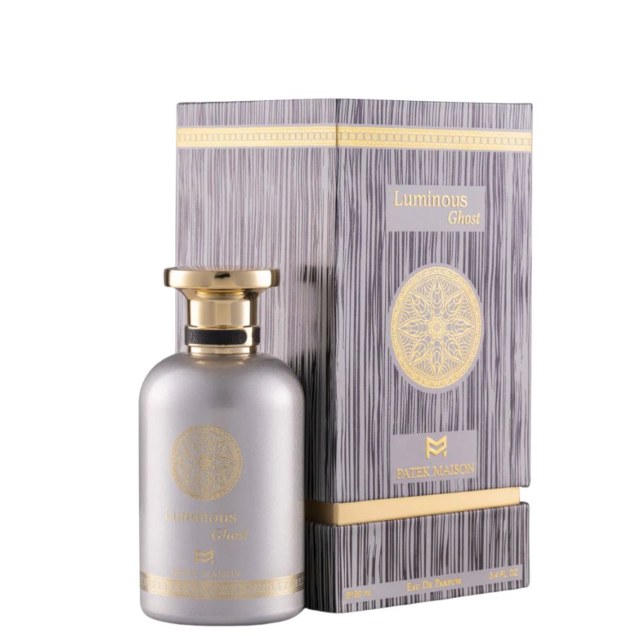 Patek Maison Luminous Ghost EDP, 3.4 oz, matte silver bottle with gold cap