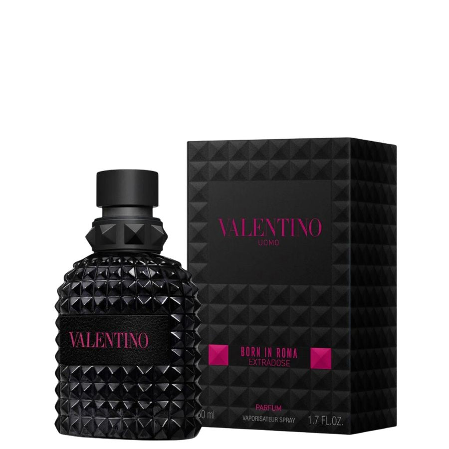 Valentino Born in Roma Uomo Extradose 1.7 oz Parfum, black Rockstud bottle