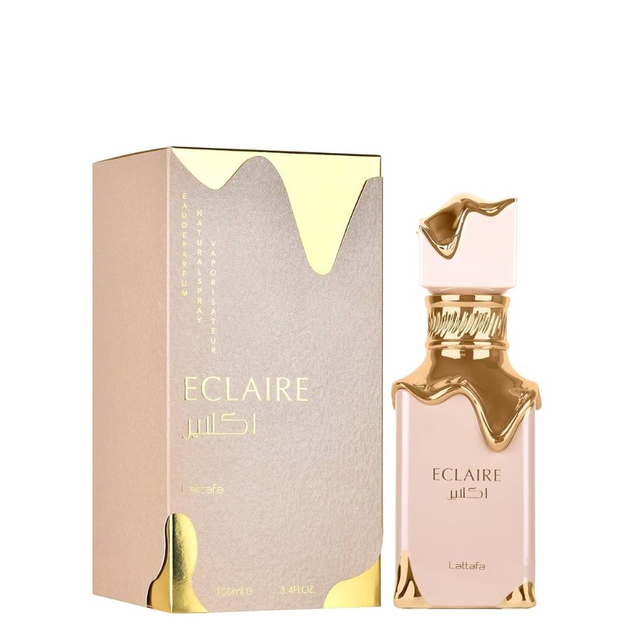 Lattafa Eclaire EDP 3.4 oz unisex perfume, cream bottle with gold