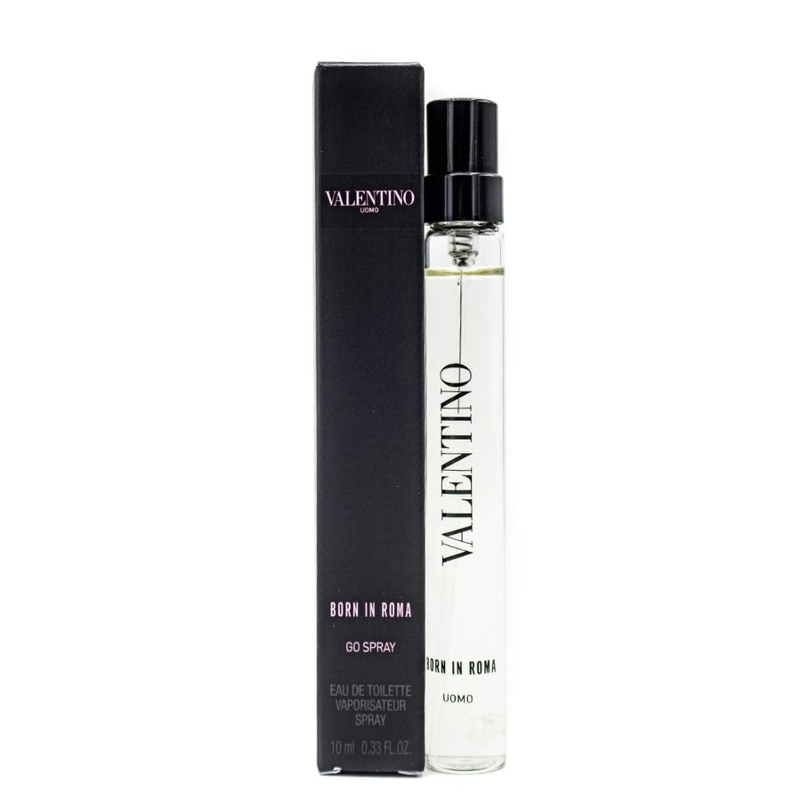 Valentino Born in Roma Go Spray men’s 10 ml EDT, black studded travel bottle