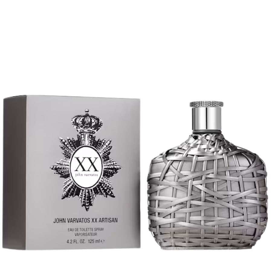 John Varvatos XX Artisan EDT para hombre, 4,2 oz, botella tejida en plata