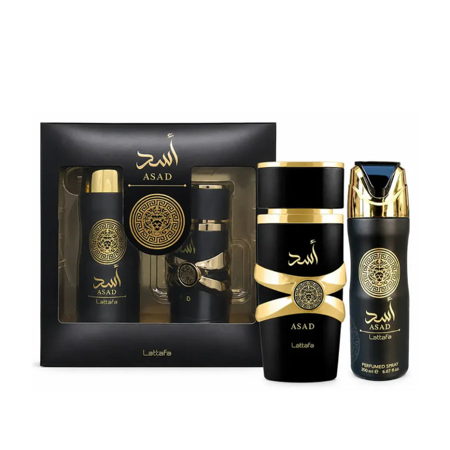 Asad by Lattafa for Men 3.4 oz EDP 2pc Gift Set (Body Spray)