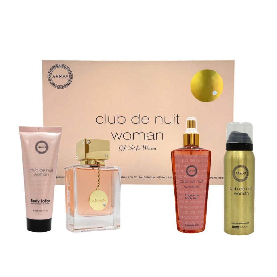 Club De Nuit de Armaf para mujer, 3,6 oz EDP, juego de regalo de 4 piezas - PLA