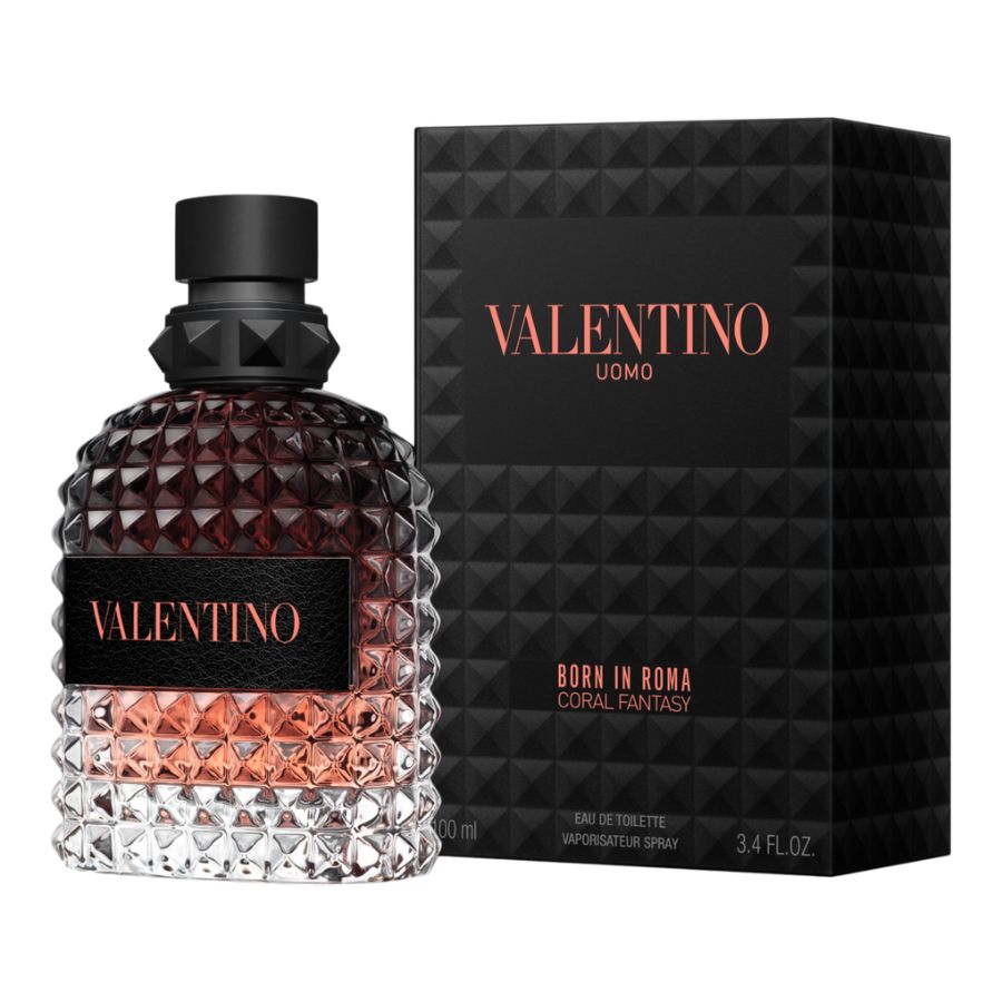 Valentino Born In Roma Coral Fantasy para hombre EDT, botella de 3,4 oz con etiqueta de coral