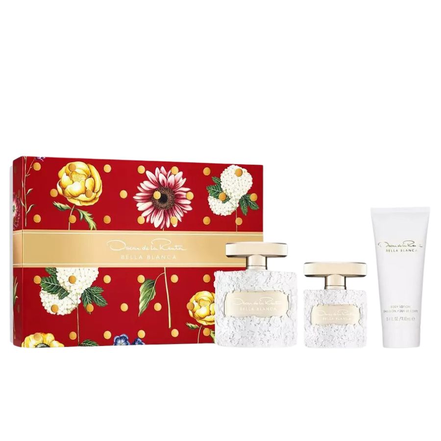 Bella Blanca by Oscar de la Renta women’s 3pc gift set 3.4 oz floral bottle