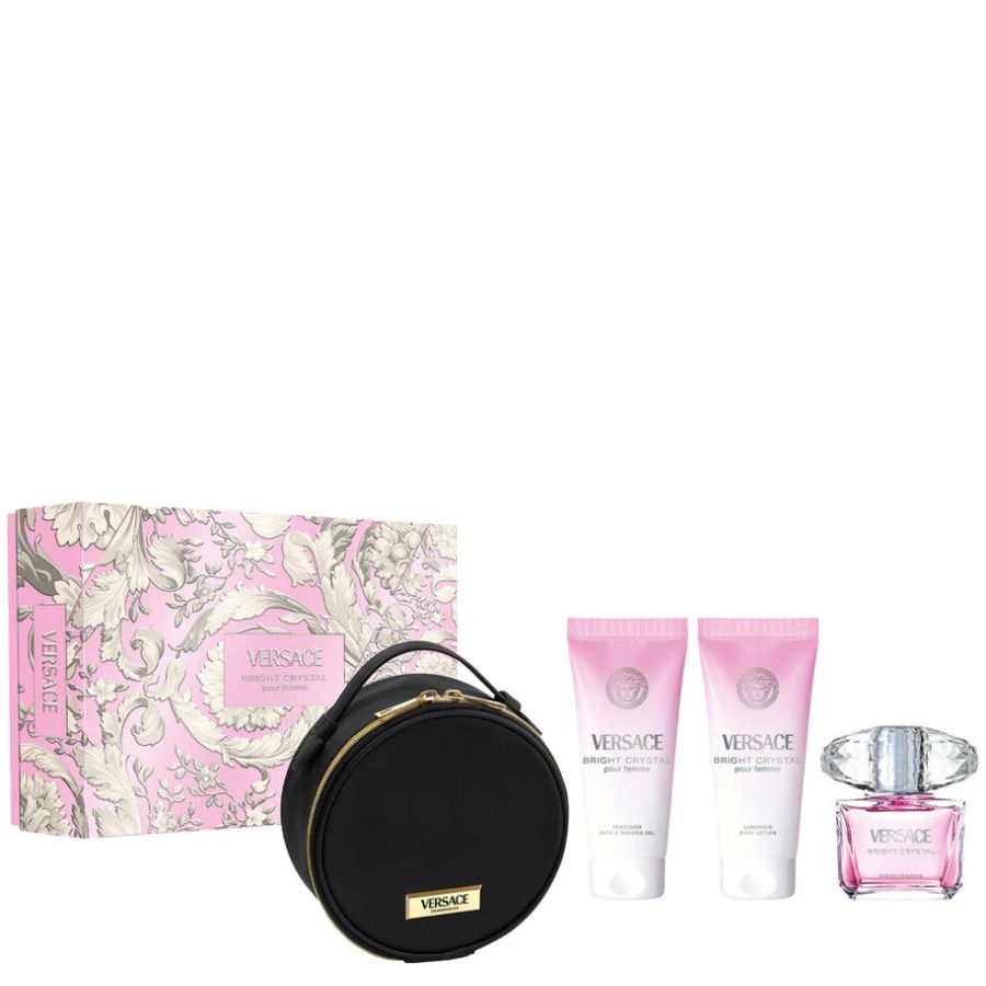 Versace Bright Crystal gift set, 3.0 oz EDT with pouch, lotion, gel