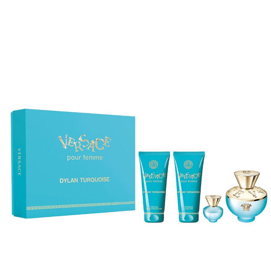 Dylan Blue Turqu by Versace for Women 3.4 oz EDT 4pc Gift Set