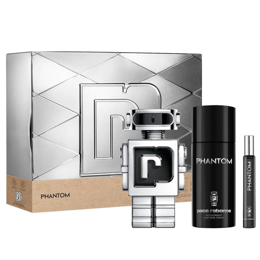 Phantom de Paco Rabanne para hombre, 3,4 oz EDT, juego de regalo de 3 piezas - PLA