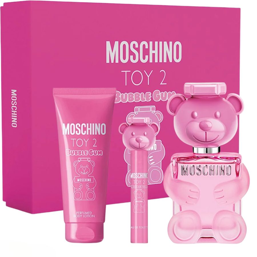 Toy 2 Bubble Gum by Moschino women’s 3.4 oz EDT 3pc gift set pink bear bottle