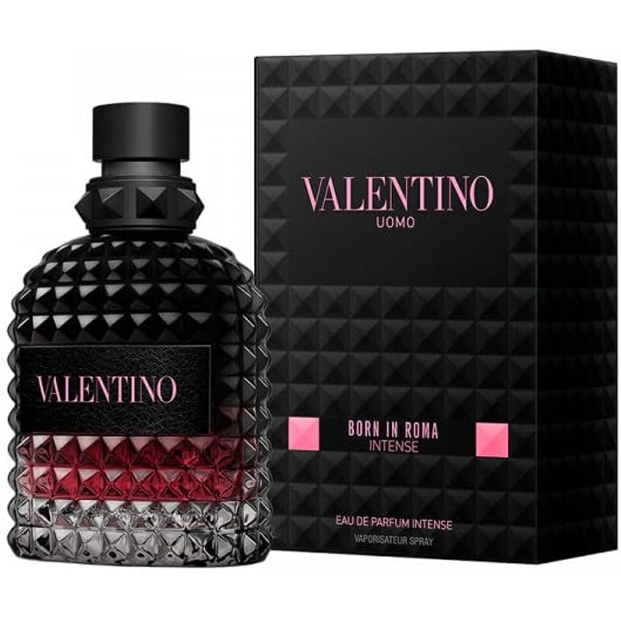 Valentino Uomo Born In Roma Intense EDP para hombre, botella Rockstud negra de 3,4 oz