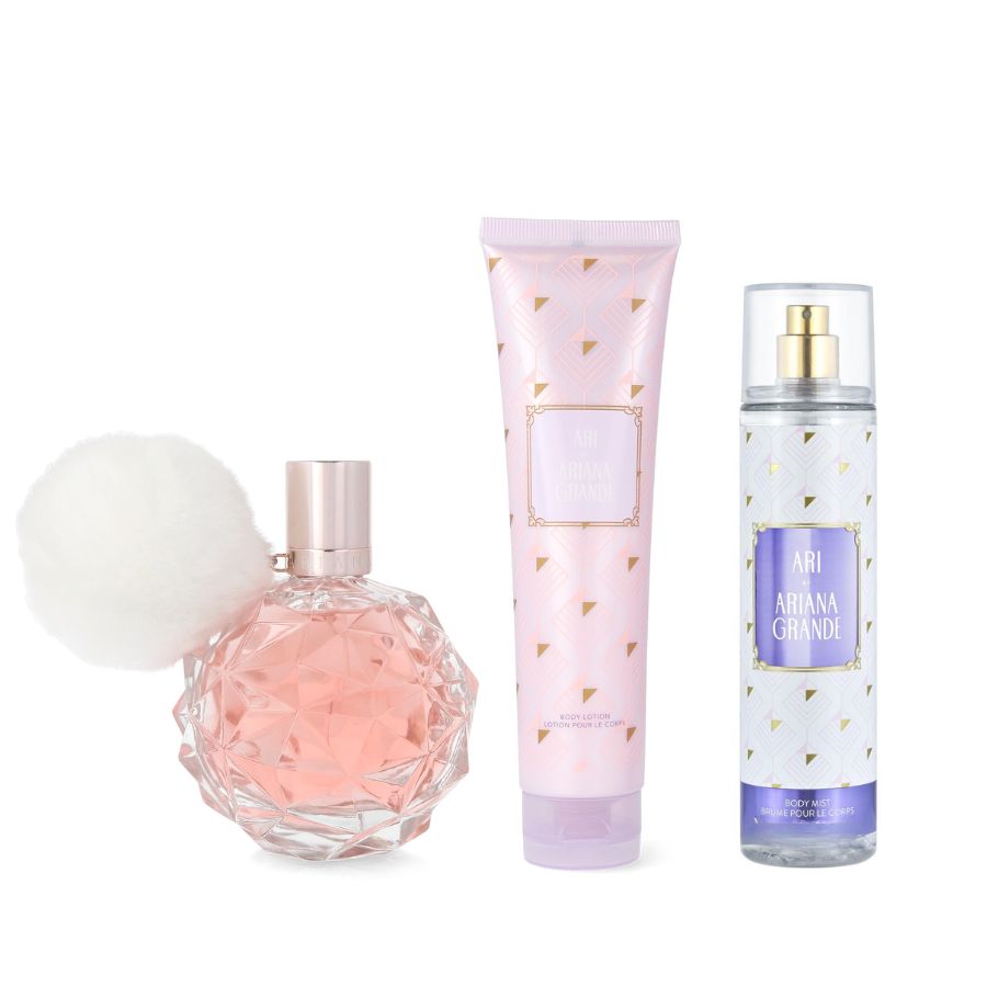 Ari by Ariana Grande women’s perfume 3.4 oz 3-piece gift set, pom-pom bottle