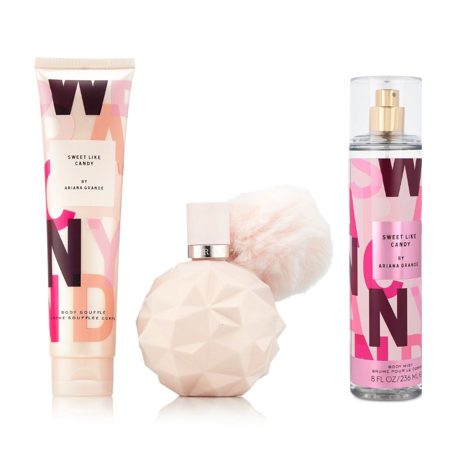 Sweet Like Candy de Ariana Grande para mujer, 3,4 oz EDP, juego de regalo de 3 piezas - PLA