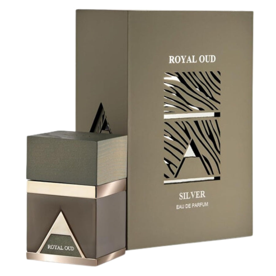 Royal Oud Silver perfume 3.4 oz EDP silver gold bottle