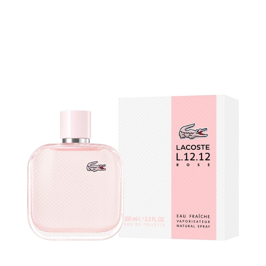 L.12.12 Rose Eau de Lacoste EDT para mujer de 3,4 oz, botella de cocodrilo