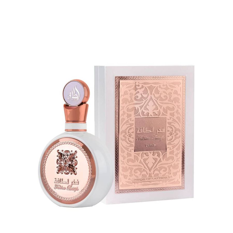 Fakhar by Lattafa for Women EDP 3.4 oz, rose-gold bottle