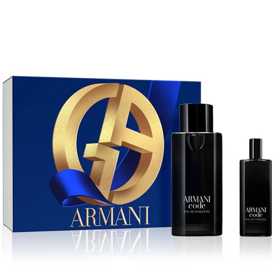 Armani Code men EDT 2pc gift set 4.2 oz bottle travel spray