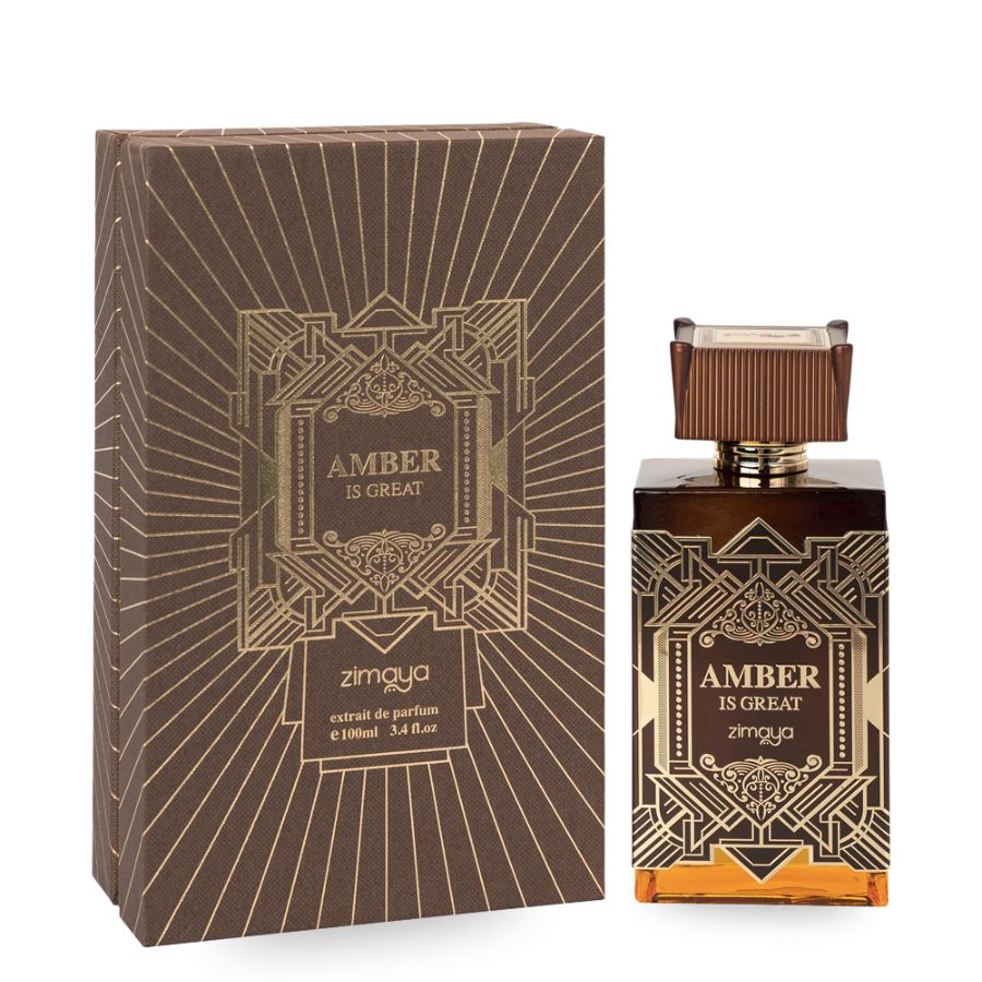 Amber Is Great de Zimaya EDP unisex botella de 3,4 oz de color marrón dorado