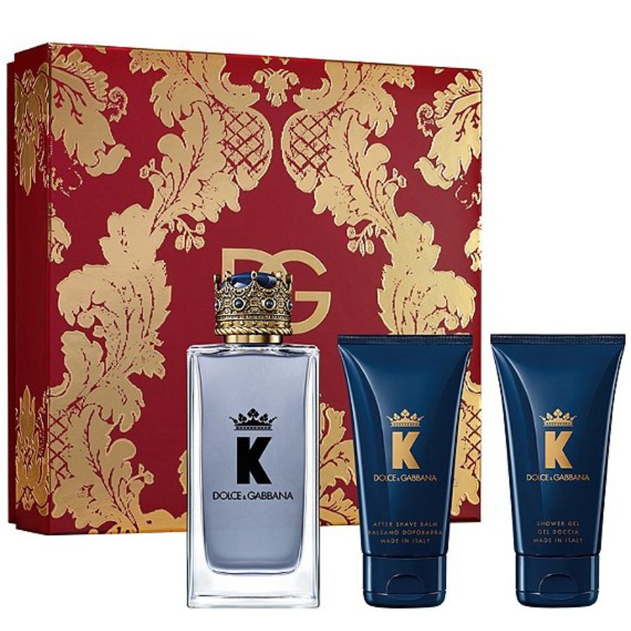 K de Dolce & Gabbana para hombre, 3,4 oz EDT, juego de regalo de 3 piezas 