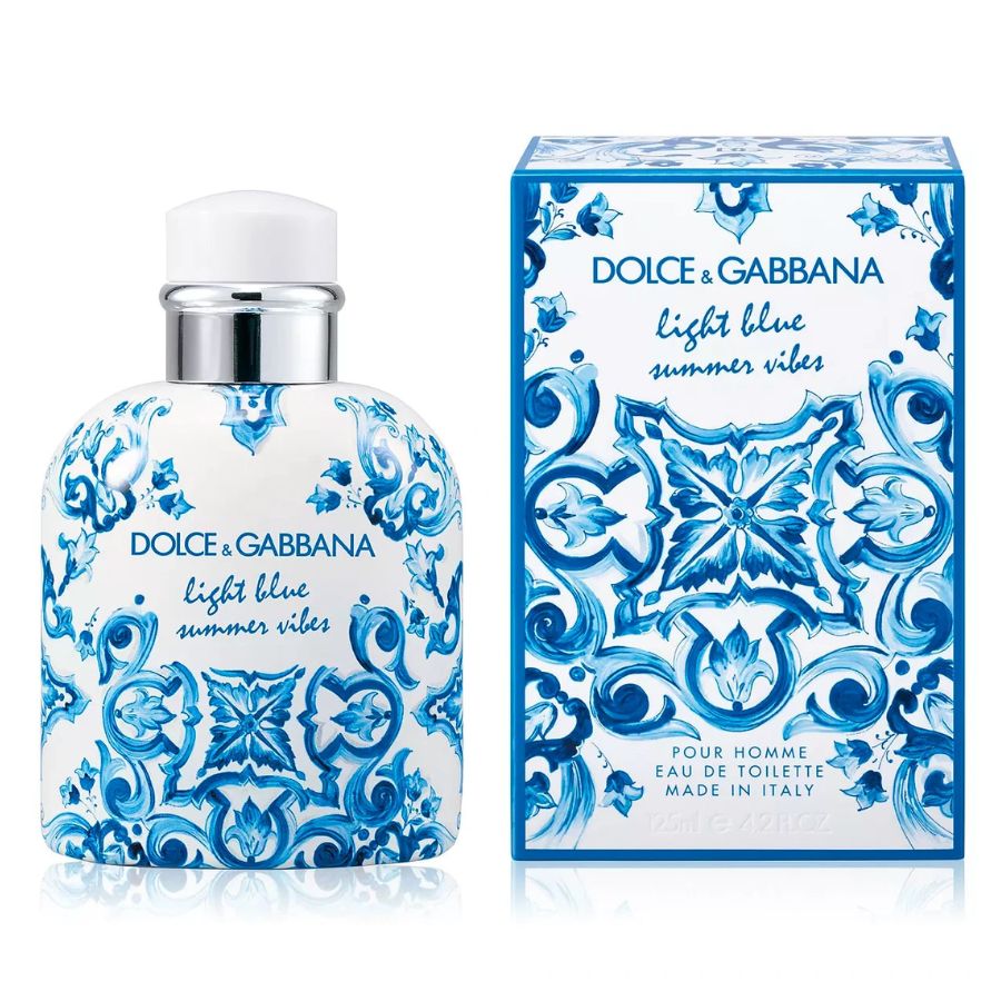 Light Blue Summer Vibes Pour Homme EDT, 4.2 oz majolica-print bottle