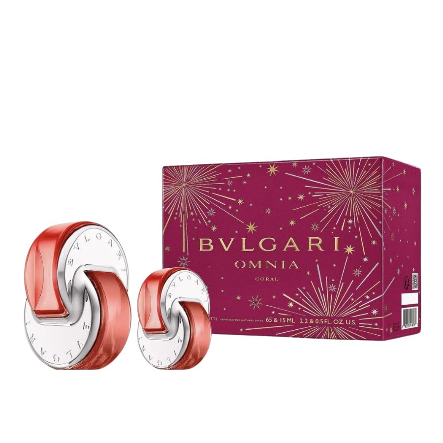 Bvlgari Omnia Coral EDT para mujer, set de regalo de 2 piezas, 3,4 oz, botella de coral