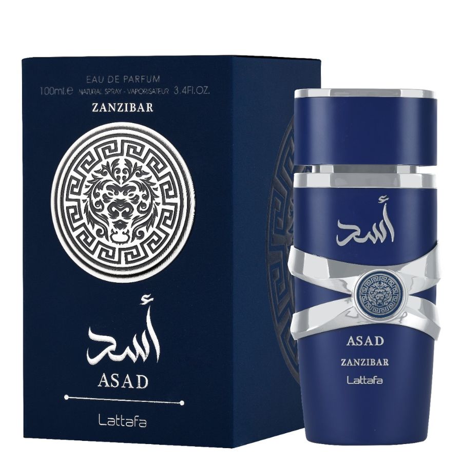 Asad Zanzibar by Lattafa men’s EDP 3.4 oz spray, boxed silver bottle