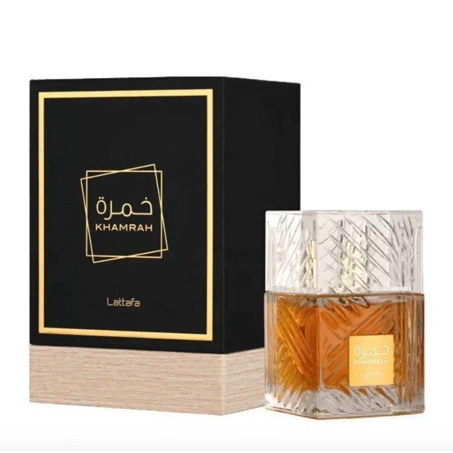 Khamrah by Lattafa unisex EDP 3.4 oz spray, gold-cap bottle