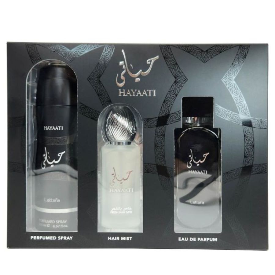 Hayaati by Lattafa unisex gift set, 3.4 oz EDP trio