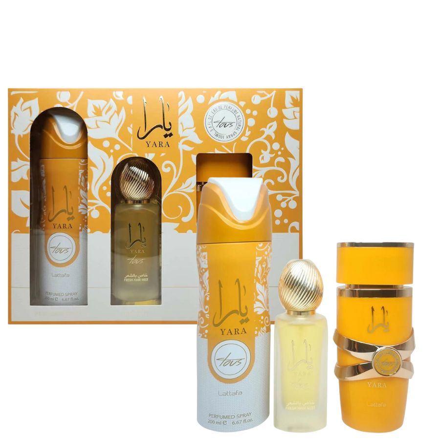 Lattafa Yara Tous women’s EDP gift set with hair mist and deo