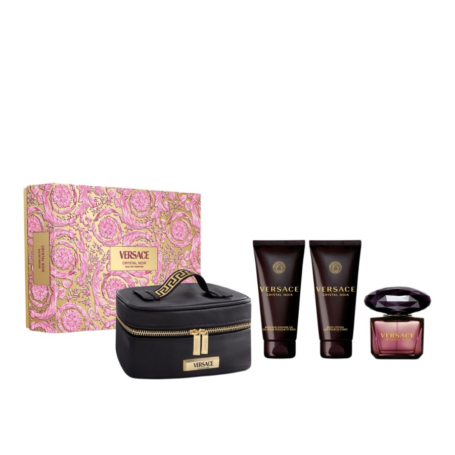 Versace Crystal Noir EDP 3.0 oz women’s 4-piece gift set, plum bottle