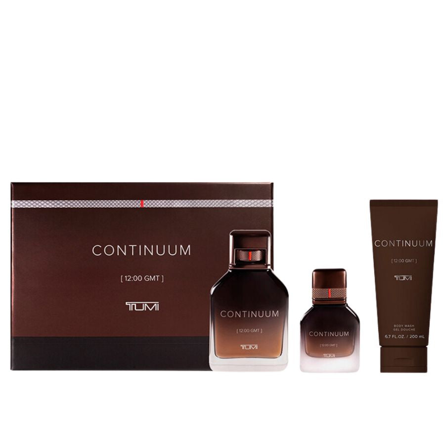 Continuum de Tumi para hombres, 3.4 oz EDP, juego de regalo de 3 piezas - PLA